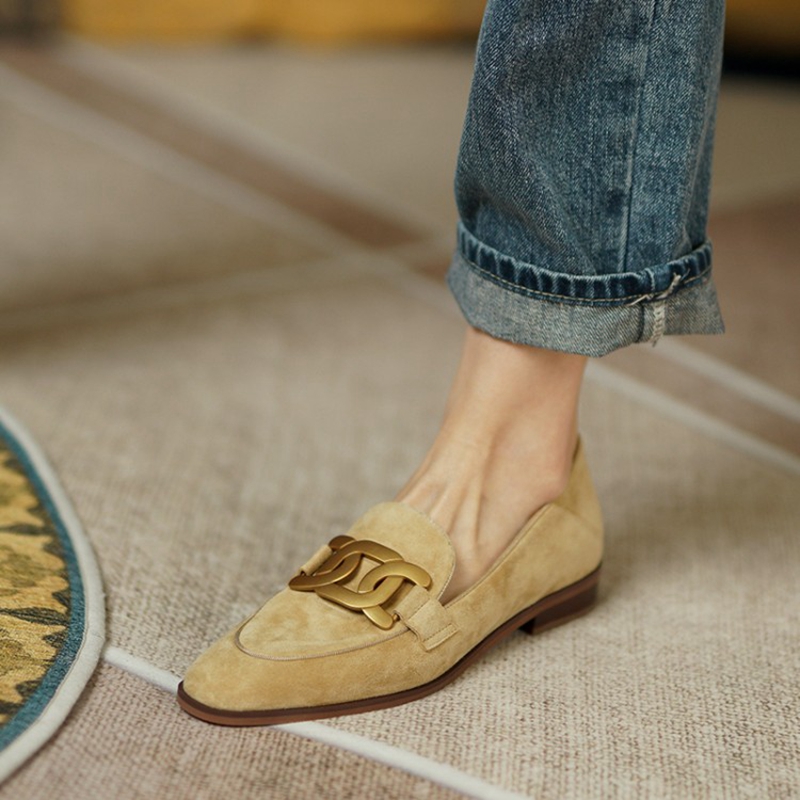 Heels - Suede Leather Women Loafers Spring/Autumn Low