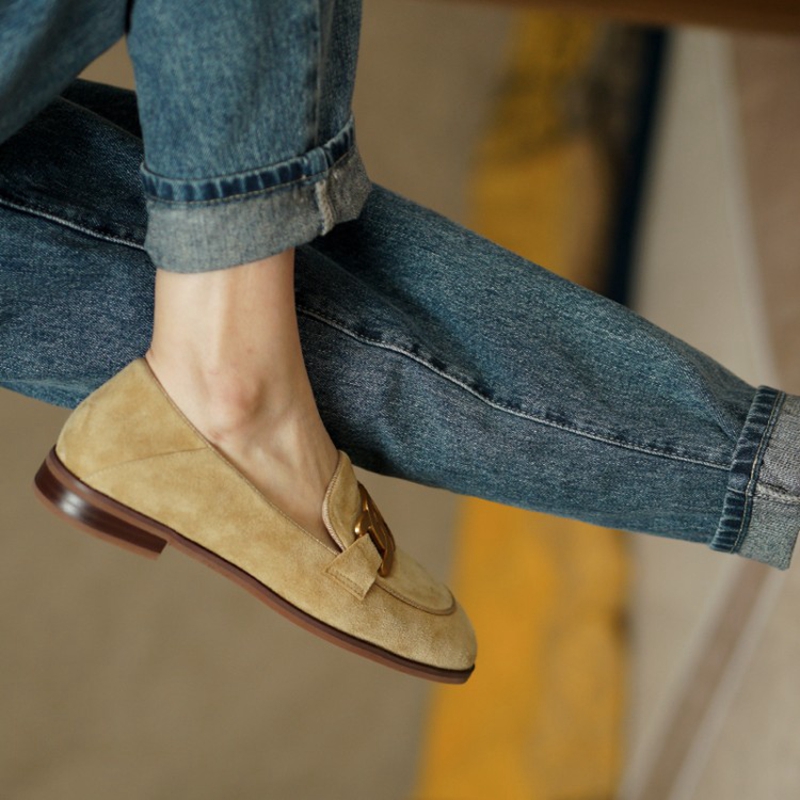 Suede Leather Women Loafers Sp - Heels 评论和价格